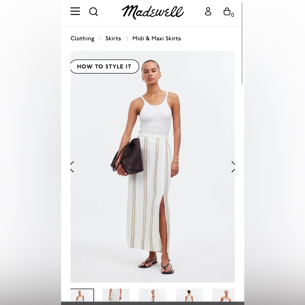 *Brand new with tags* Madewell Column Maxi Skirt in 100% Linen